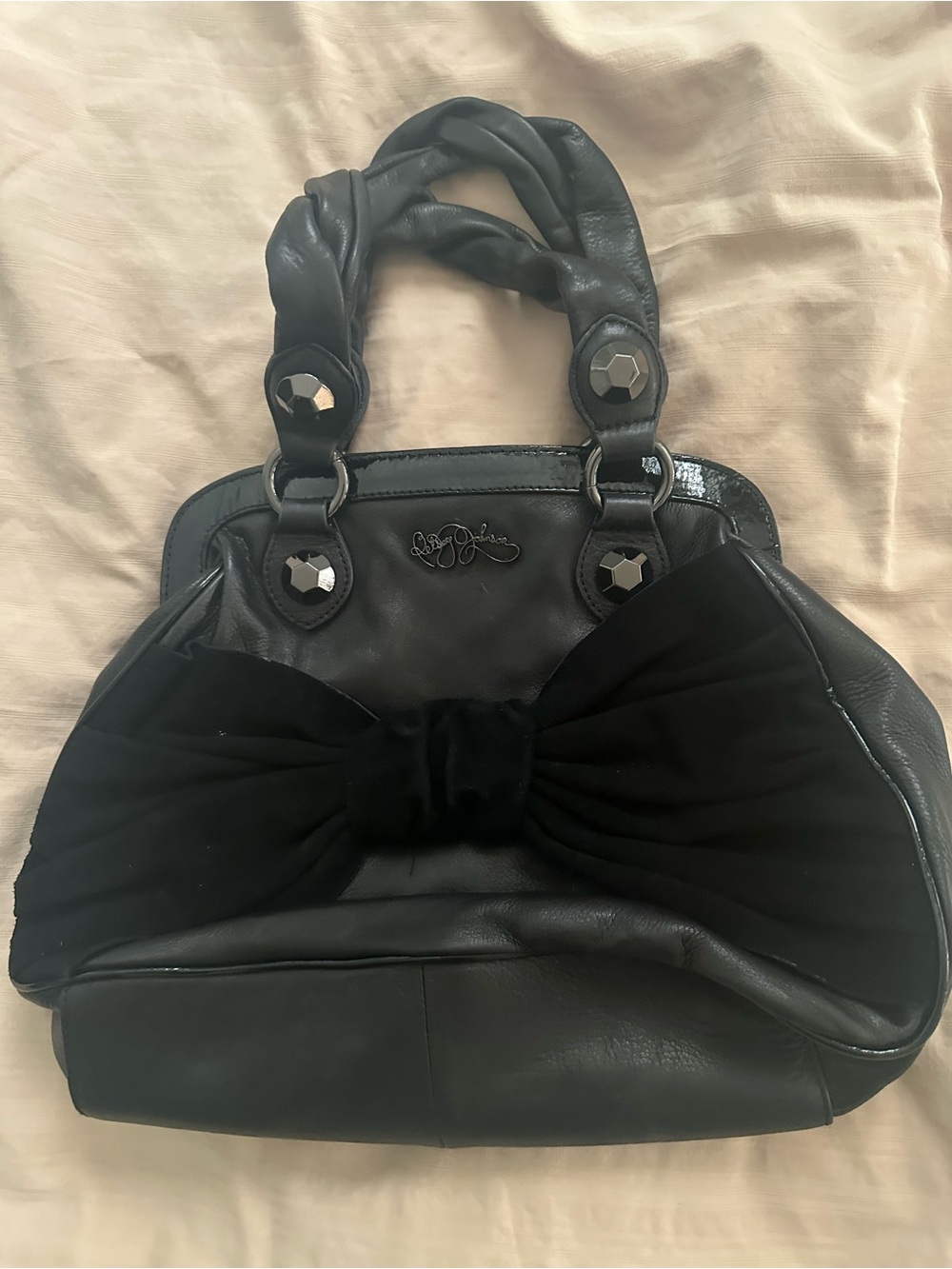 Betsey Johnson Black Satchel with Oversized Bow